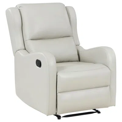 Hivvago Mayra Manual Recliner Chair, English Arms, Plush Ivory Faux Leather In White