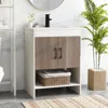 Hivvago Medicine Cabinet With 2 Rattan Doors For Laundry Room Kitchen Entryway-natural