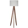 Hivvago Megan 71 Inch Floor Lamp, White Drum Shade And Brown Wood Tripod Base