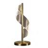 Hivvago Melly 19 Inch Table Lamp, Led Swirl Ribbon Design, Acrylic, Antique Brass