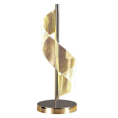 Hivvago Melly 19 Inch Table Lamp, Led Swirl Ribbon Design, Acrylic, Bright Nickel