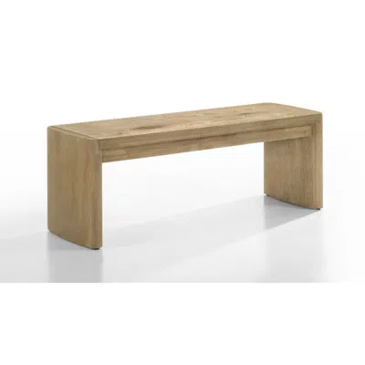 Hivvago Meni 51 Inch Wide Dining Bench, Panel Legs, Oak Brown Solid Wood