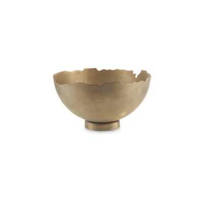 Hivvago Mer Tabletop Decorative Bowl, Free Flow Edge With Pedestal Base, Gold In Brown