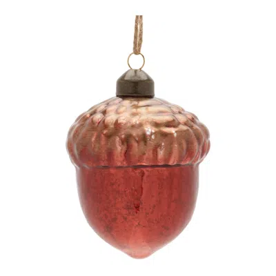 Hivvago Mercury Glass Acorn Ornament (set Of 6) In Red
