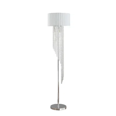 Hivvago Mero Floor Lamp, Suspended Crystal Rain Chains, White Shade, 66 Inch