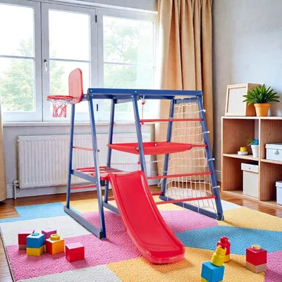 Hivvago Metal Adventure Climbing Gym For Toddlers - 7-in-1 Play Center In Multi