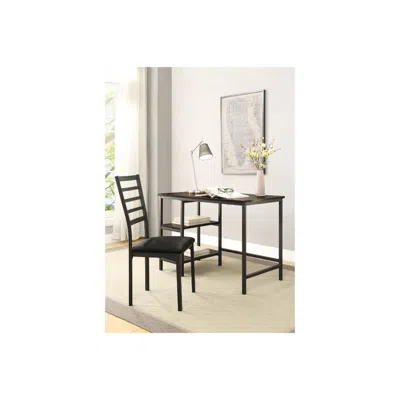 Hivvago Metal And Pu Study Computer Set With Writing Desk And Pu Chair, Black