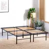 Hivvago Metal Bed Frame With Bamboo Wood Slats In Black