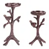 Hivvago Metal Bird Branch Candle Holder (set Of 2) In Metallic
