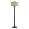 Hivvago Metal Body Floor Lamp With Fabric Drum Shade And Pull Chain Switch, Black In Neutral