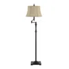 Hivvago Metal Body Floor Lamp With Fabric Tapered Bell Shade, Beige And Black