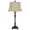 Hivvago Metal Body Table Lamp With Fabric Tapered Bell Shade, Beige And Black In Neutral