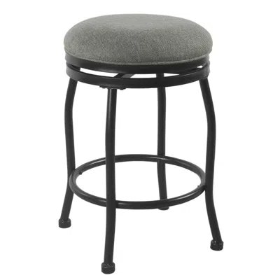 Hivvago Metal Counter Stool With Swivelling Fabric Padded Seat, Gray And Black