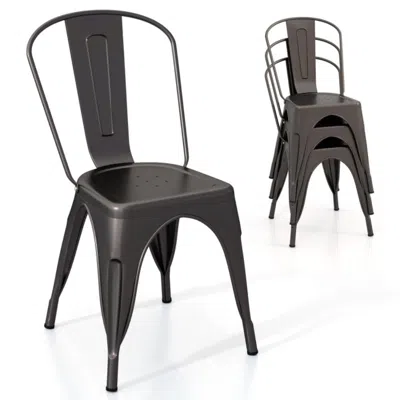 Hivvago Metal Dining Chairs Set Of 4 With Removable Backrest For Dining Room Restaurant Living Room In Black