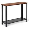 Hivvago Metal Frame Wood Console Sofa Table With Storage Shelf-black