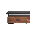 Hivvago Metal Framed Wooden Tv Stand Straight With Two Drawers And Open Shelf, Black And Brown In Brown