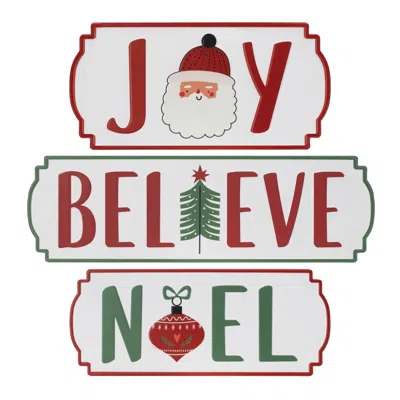 Hivvago Metal Holiday Sentiment Plaque (set Of 3) In Multi