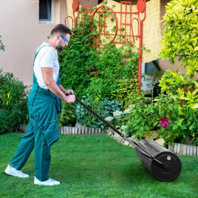 Hivvago Metal Lawn Roller With Detachable Gripping Handle-black
