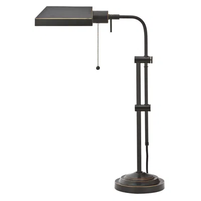 Hivvago Metal Rectangular Desk Lamp With Adjustable Pole, Black