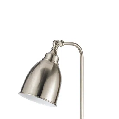 Hivvago Metal Round 25" Table Lamp With Adjustable Pole, Silver