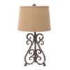 Hivvago Metal Table Lamp With Scroll Design Base And 2 Way Switch,bronze And Beige