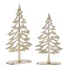Hivvago Metal Tree With Wood Base (set Of 2) In Gold