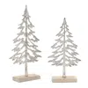 Hivvago Metal Tree With Wood Base (set Of 2) In Metallic