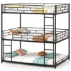 Hivvago Metal Triple Bunk Bed With Safety Guardrails And 2 Ladders-black In Black