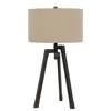 Hivvago Metal Tripod Base Table Lamp With Fabric Drum Shade, Bronze And Beige In Brown