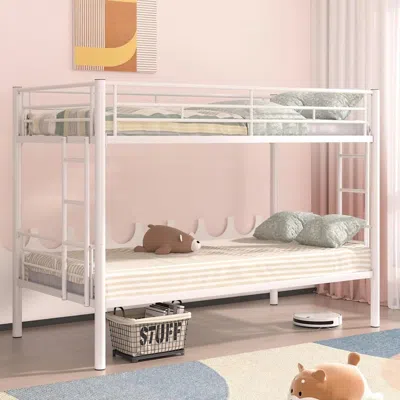Hivvago Metal Twin Over Twin Bunk Bed Frame With Two Side Ladders