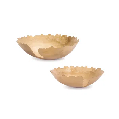 Hivvago Metallic Abstract Aluminum Bowl (set Of 2) In Gold