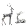 Hivvago Metallic Deer Figurine (set Of 2) In Silver