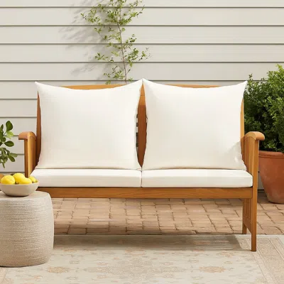 Hivvago Mia Outdoor Loveseat Bench, Gray Cushions, Brown Solid Wood, 47 Inch