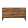 Hivvago Mian 55 Inch Wide Dresser, 6 Drawer, Linear Undercut Handle, Walnut In Brown