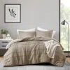 Hivvago Microfiber Pleated Soft Lightweight Comforter Set Tan Khaki Taupe In Brown