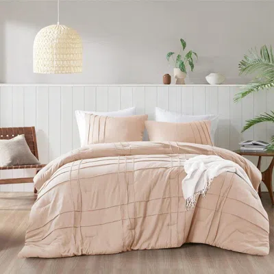 Hivvago Microfiber Pleated Soft Washed Comforter Set Pink Blush Color In Neutral