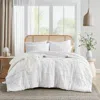 Hivvago Microfiber Pleated Soft Washed Comforter Set White In White