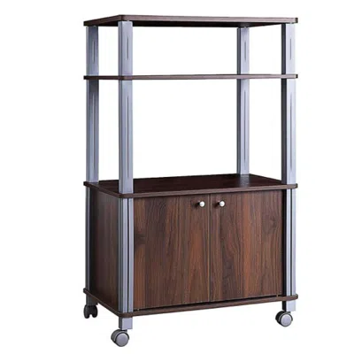 Hivvago Microwave Rack Stand Rolling Storage Cart-walnut