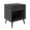Hivvago Mid-century Farmhouse 1-drawer Nightstand With Open Shelf In Black Wood Finish In Black