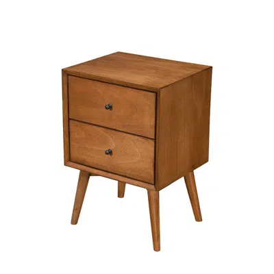 Hivvago Mid Century Mahogany Wood Nightstand, Acron In Brown