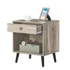 Hivvago Mid-century Modern 1-drawer Nightstand Bedroom End Table In Grey Wood Finish In Gray