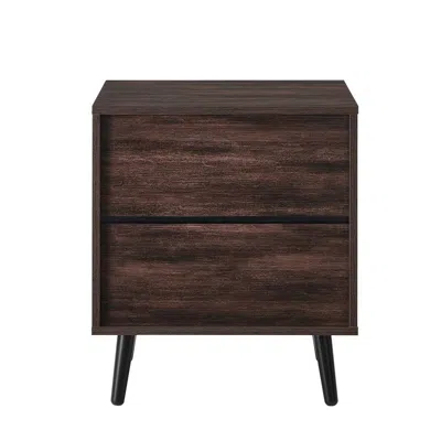 Hivvago Mid-century Modern 1-drawer Nightstand End Table In Dark Brown Wood Finish