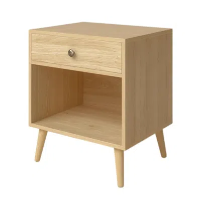Hivvago Mid-century Modern 1-drawer Nightstand In Wood Finish