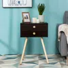 Hivvago Mid Century Modern 2 Drawers Nightstand In Natural-coffee
