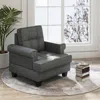 Hivvago Mid-century Modern Accent Armchair Tufted Linen Club Chair-gray