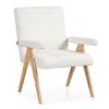 Hivvago Mid Century Modern Accent Chair With Rubber Wood Frame And Padded Armrests-white