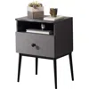 Hivvago Mid Century Modern End Table Nightstand In Grey Black Wood Finish In Black