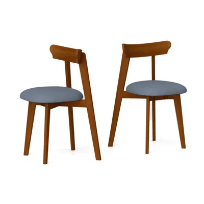 Hivvago Mid-century Modern Kitchen Chairs With Rubber Wood Frame And Padded Seat-walunt In Gray