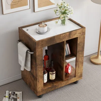 Hivvago Mid Century Modern Movable Side Cabinet For Sofa