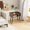 Hivvago Mid Century Modern Nightstand With Open Shelves-brown